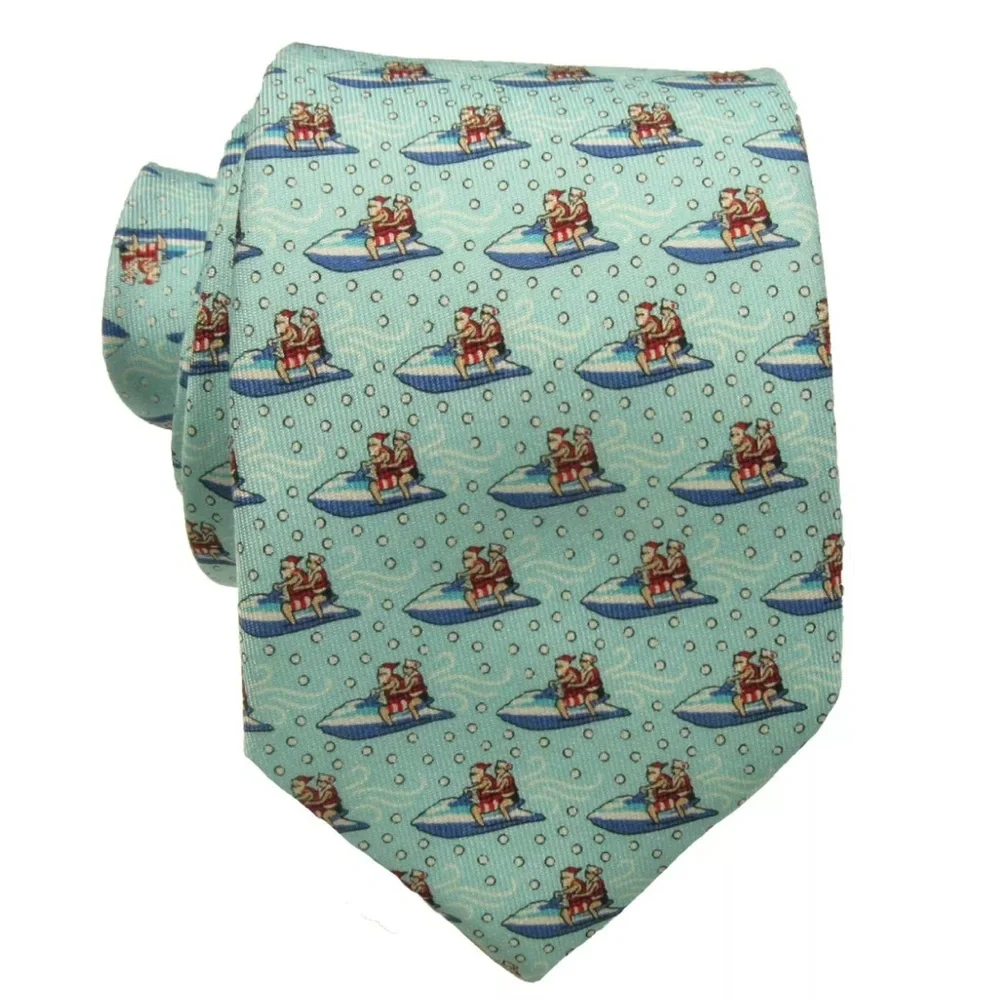 Vineyard Vines Boy's Island Paradise Jet Skiing Santa Print Tie NWT